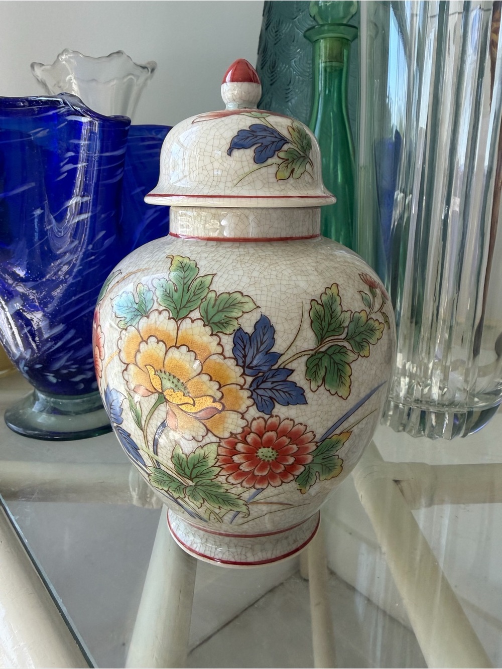 Andrea By Sadek Multicolor Floral Ginger Jar with Lid